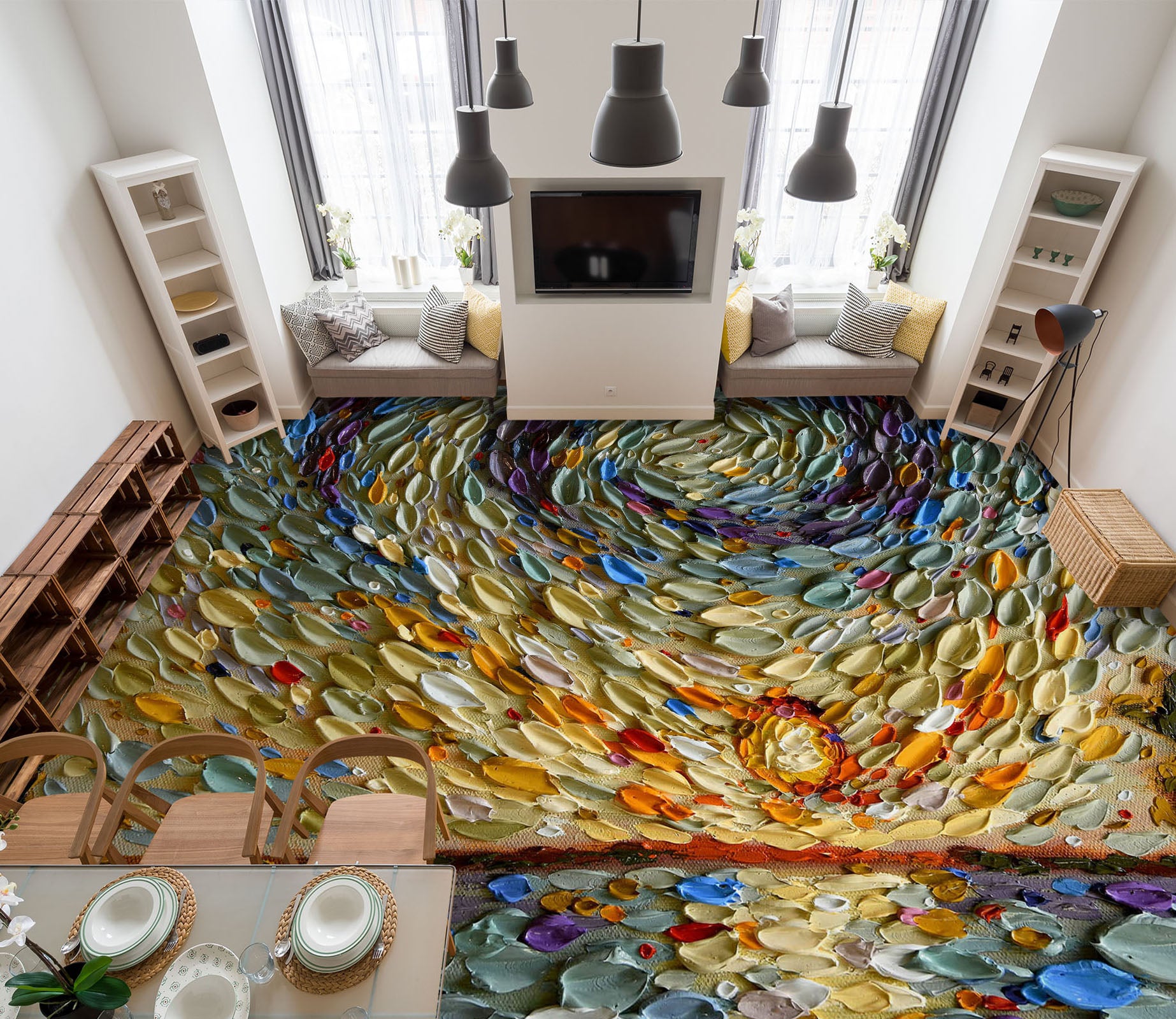 3D Sunset Sea Surface 102164 Dena Tollefson Floor Mural