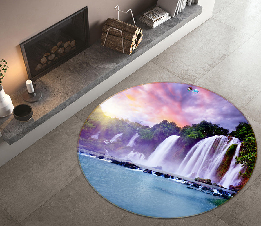 3D Waterfall 66178 Round Non Slip Rug Mat