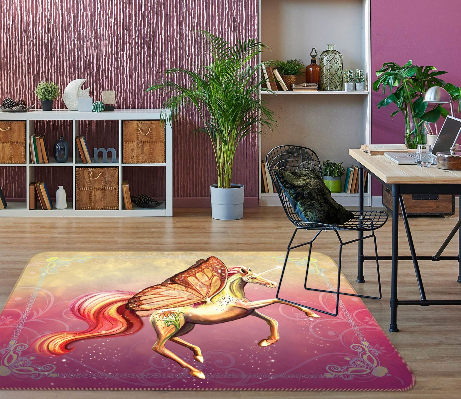 3D Winged Unicorn 3003 Rose Catherine Khan Rug Non Slip Rug Mat Mat AJ Creativity Home 