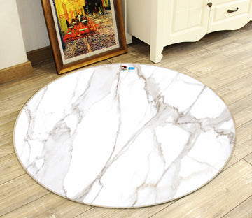3D White Marble 69238 Round Non Slip Rug Mat
