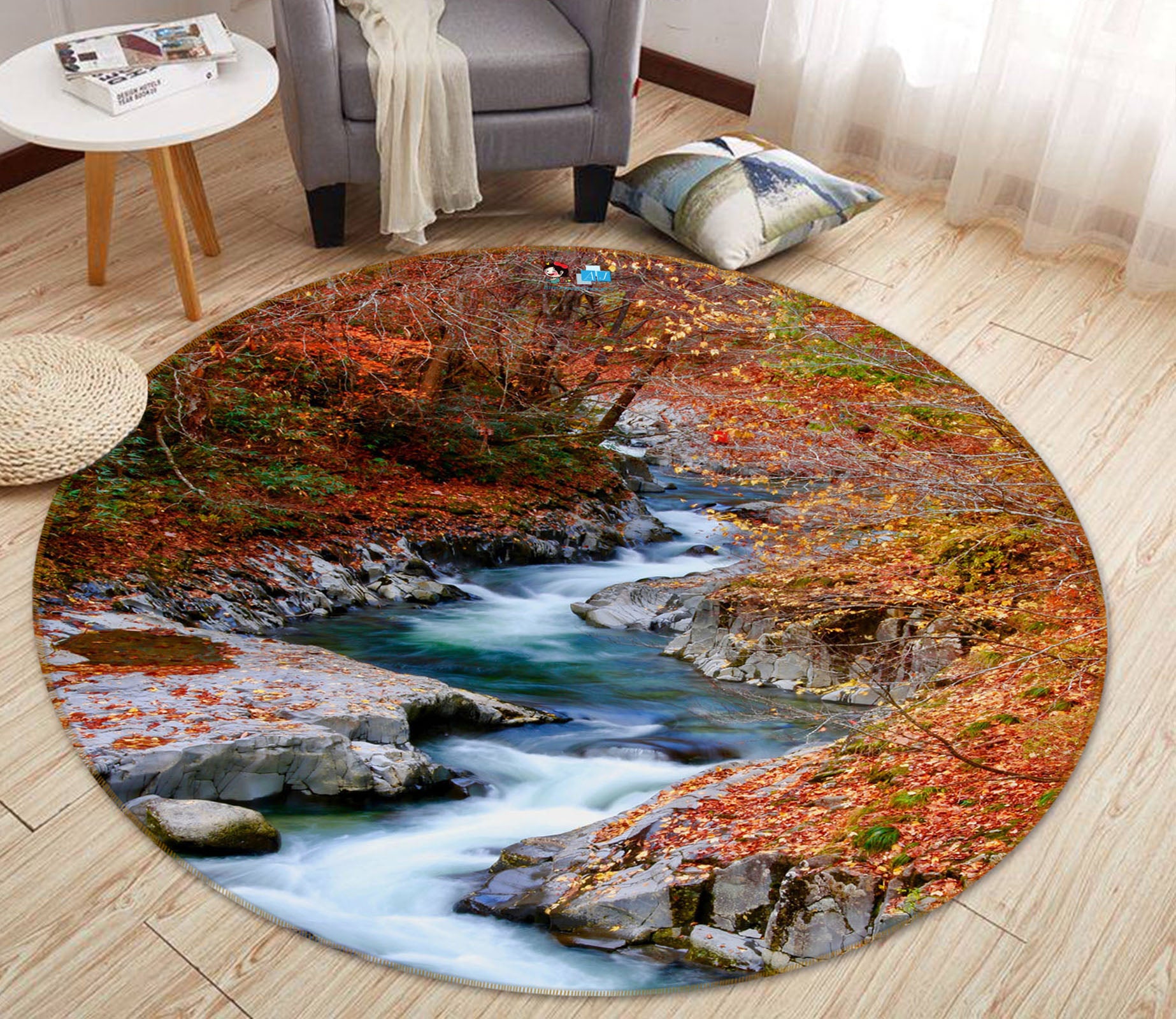 3D River 69114 Round Non Slip Rug Mat