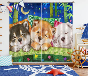 3D Dog Sleeping 9051 Kayomi Harai Curtain Curtains Drapes