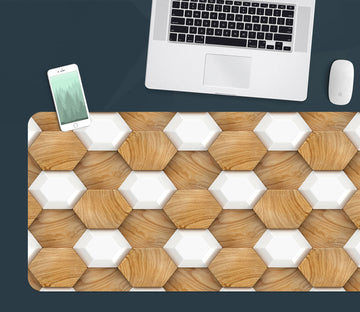 3D Brown Hexagon 18019 Desk Mat
