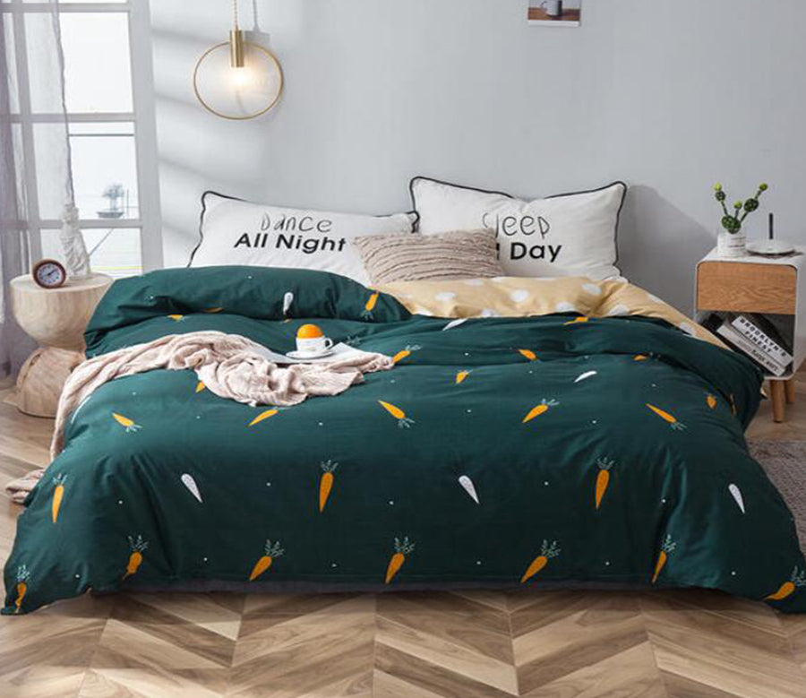 3D Dark Green Background Carrot 4201 Bed Pillowcases Quilt