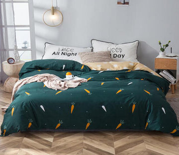 3D Dark Green Background Carrot 4201 Bed Pillowcases Quilt
