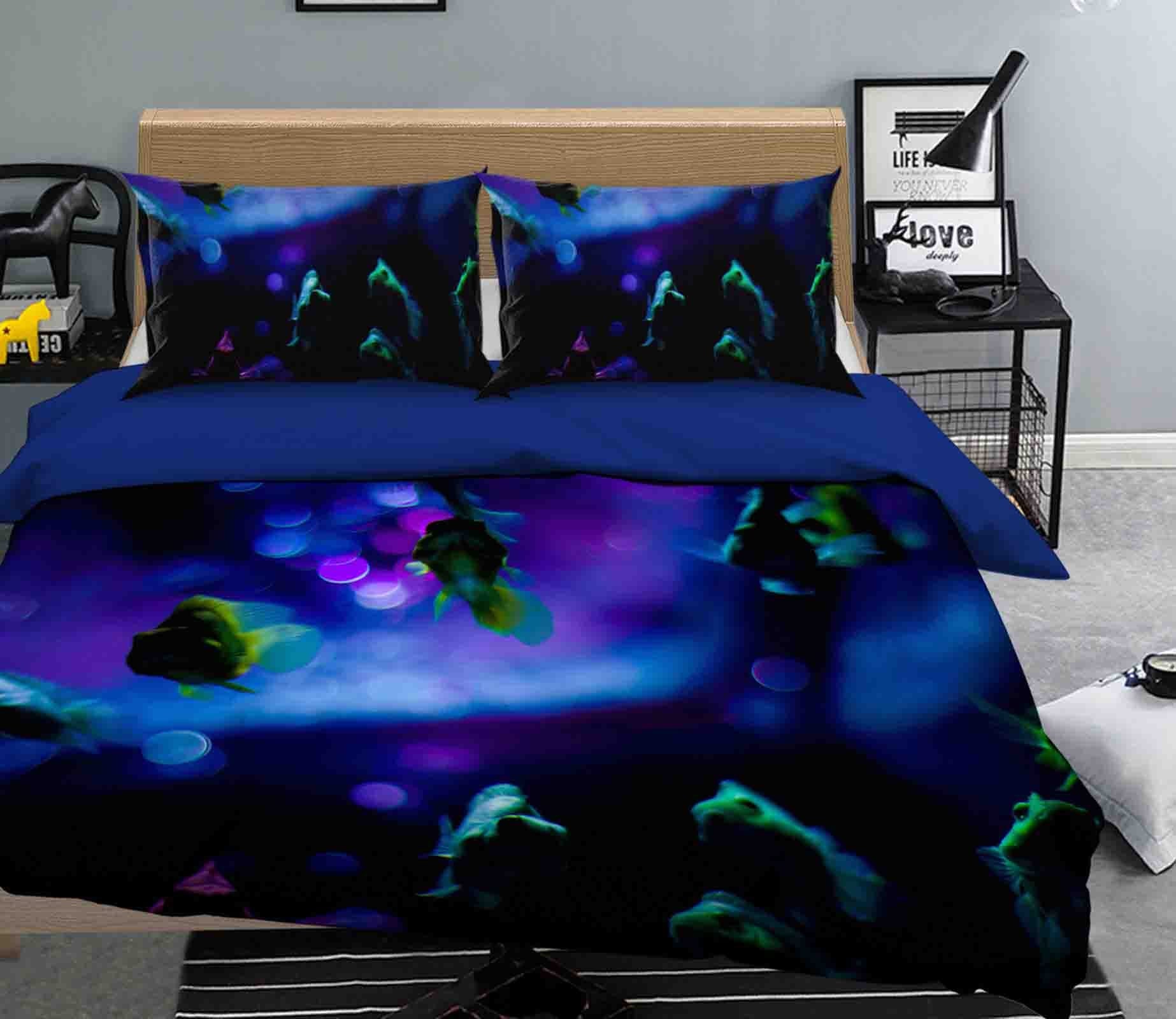 3D Purple Flowers 2002 Noirblanc777 Bedding Bed Pillowcases Quilt Quiet Covers AJ Creativity Home 