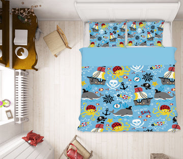 3D Ferry Whale Octopus 61083 Bed Pillowcases Quilt