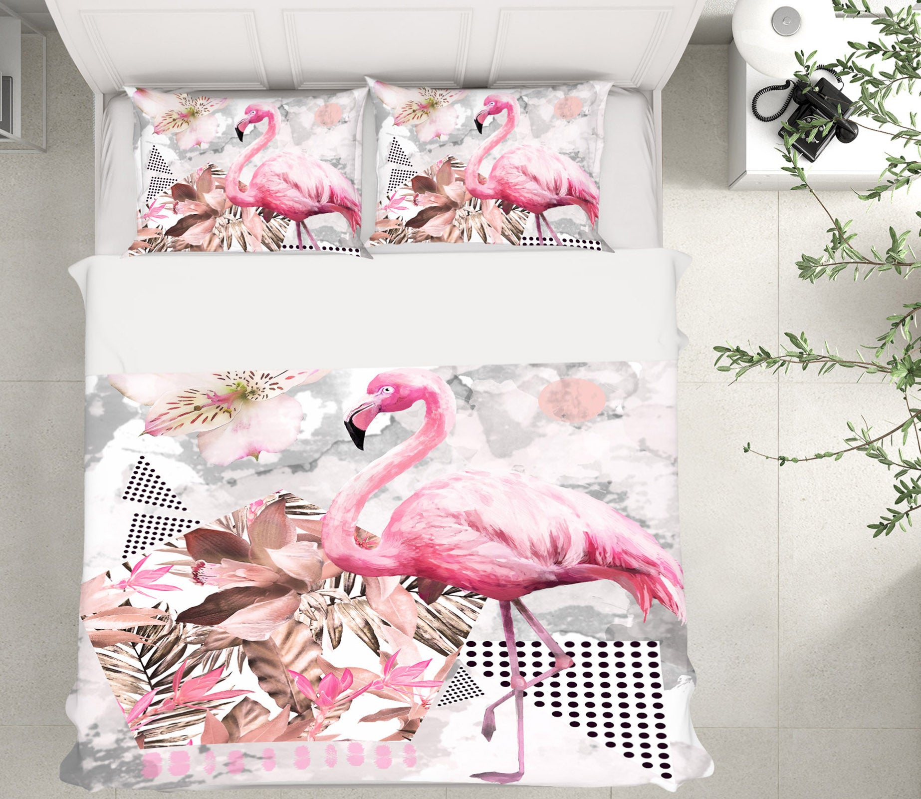 3D Flamingo 15029 Bed Pillowcases Quilt