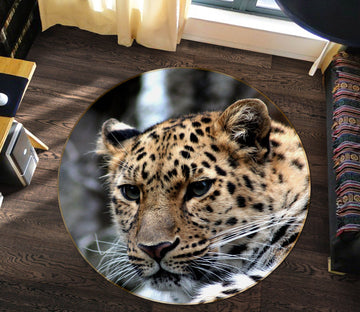 3D Leopard 81300 Animal Round Non Slip Rug Mat