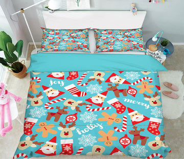 3D Santa Claus Deer 50041 Christmas Quilt Duvet Cover Xmas Bed Pillowcases