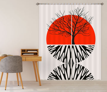 3D Red Sun Pattern 1134 Boris Draschoff Curtain Curtains Drapes