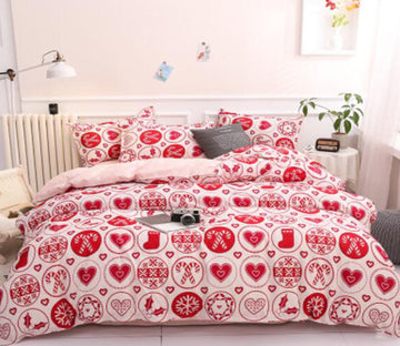 3D Red Love Symbol 5158 Bed Pillowcases Quilt