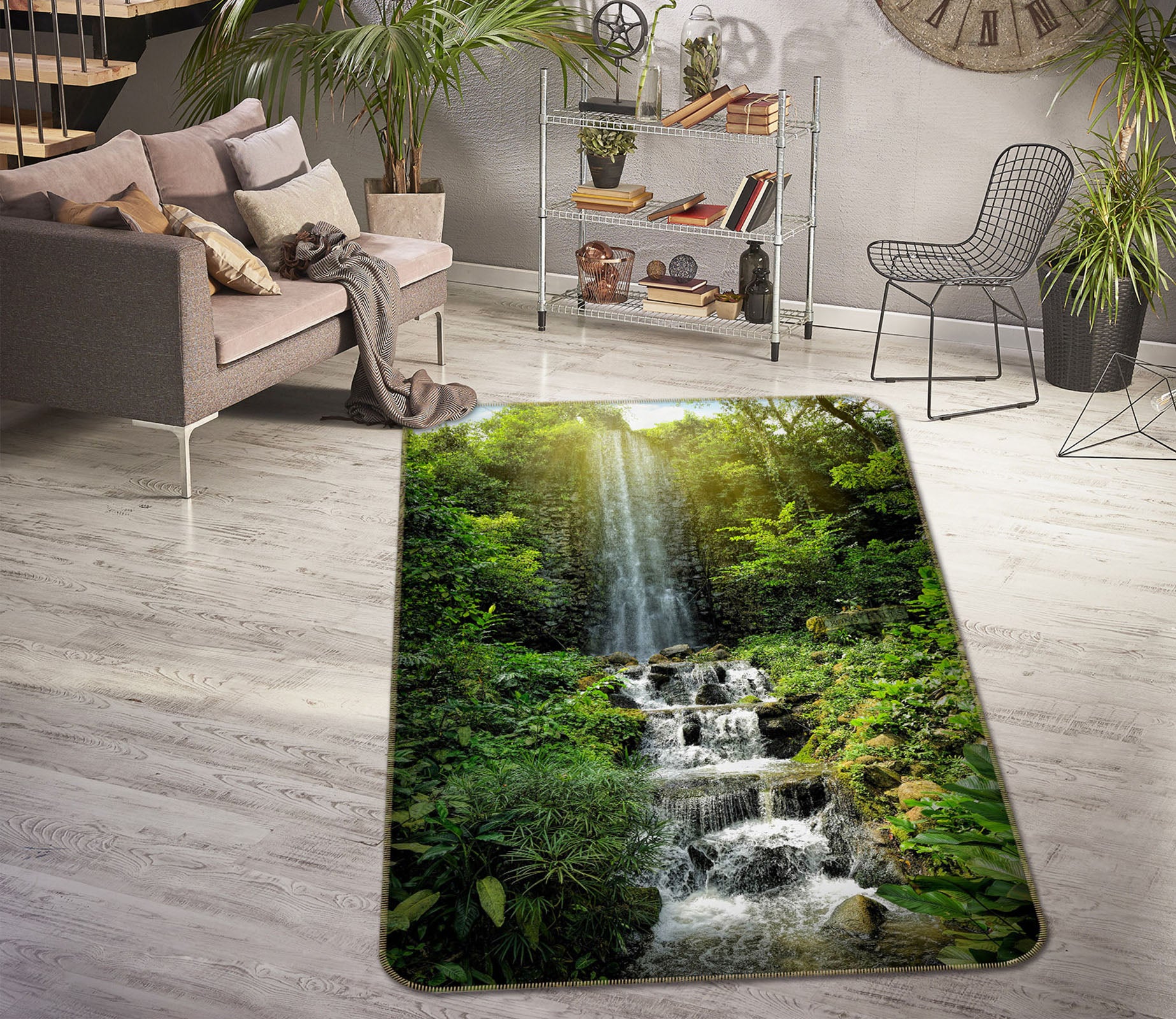 3D Mountain Stream 26171 Non Slip Rug Mat