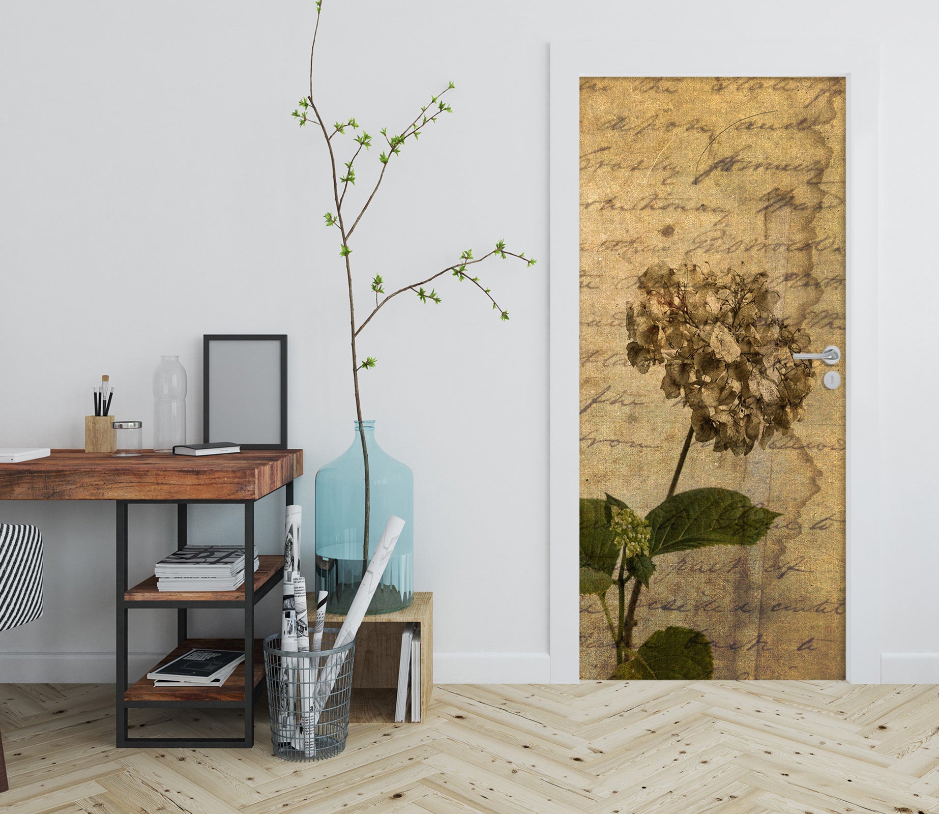 3D Brown Flowers Pattern 10719 Assaf Frank Door Mural