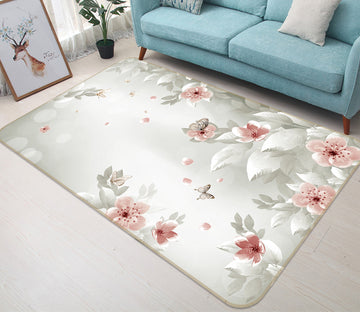 3D White Flowers 65123 Non Slip Rug Mat