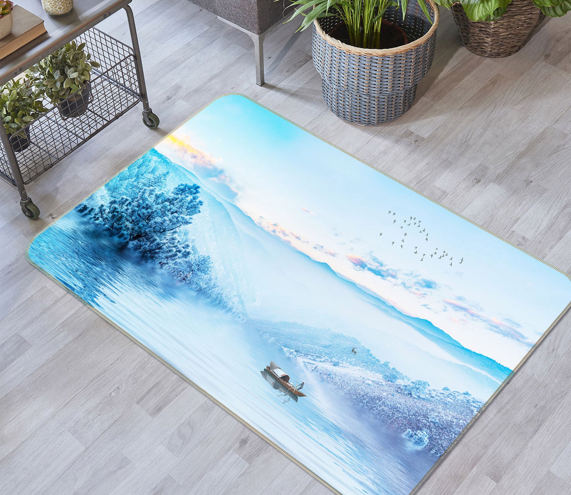 3D Lake Vessel 65147 Non Slip Rug Mat
