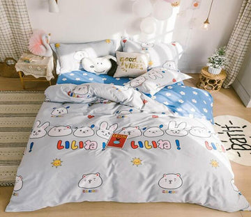 3D Cartoon Bear And Rabbit 6166 Bed Pillowcases Quilt