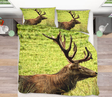 3D Elk Grass 21061 Bed Pillowcases Quilt