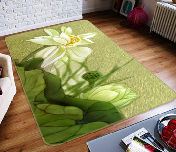 3D White Lotus 76032 Non Slip Rug Mat