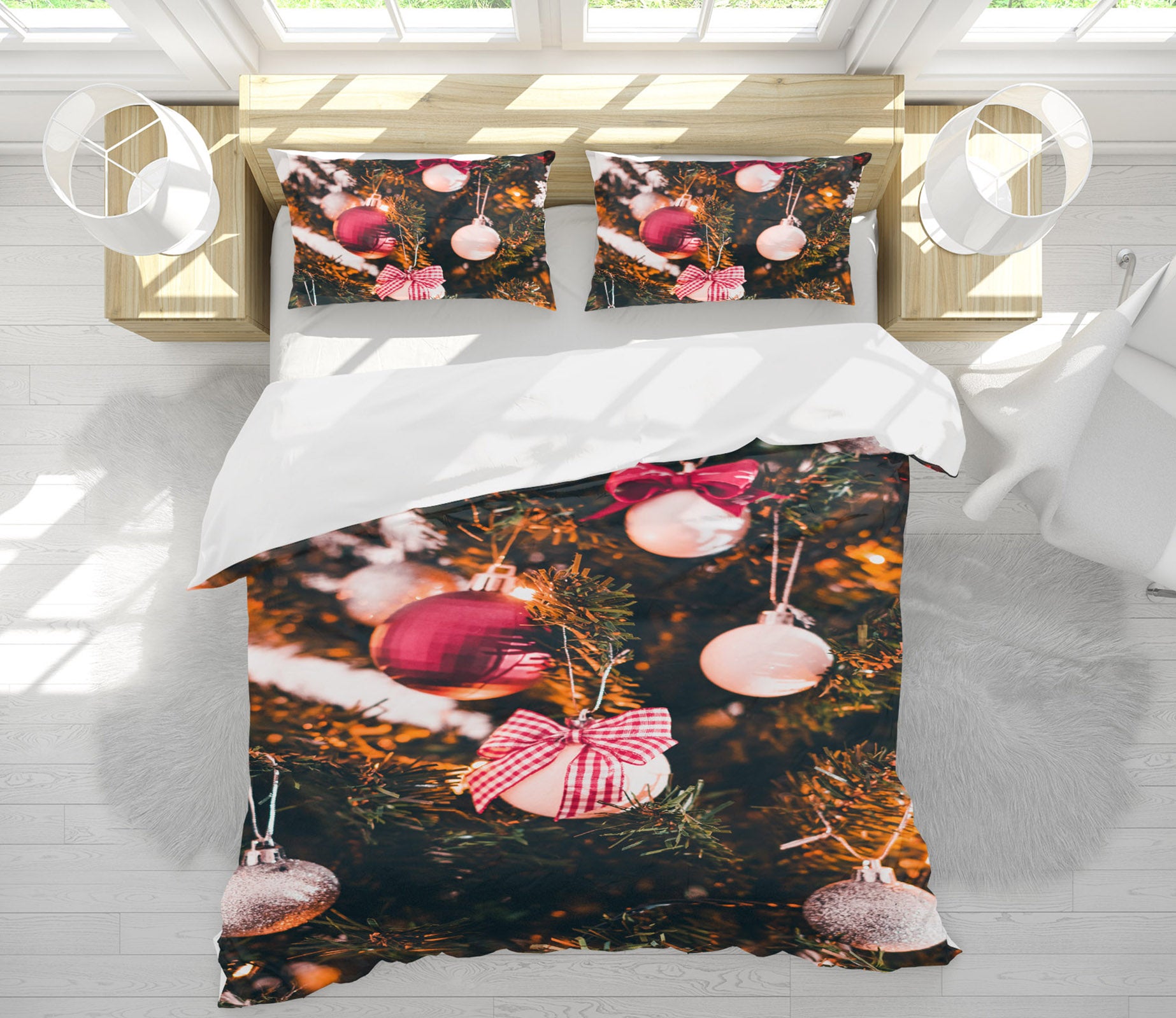 3D Ball Pendant 51144 Christmas Quilt Duvet Cover Xmas Bed Pillowcases