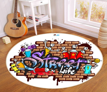 3D Graffiti Font 81227 Round Non Slip Rug Mat
