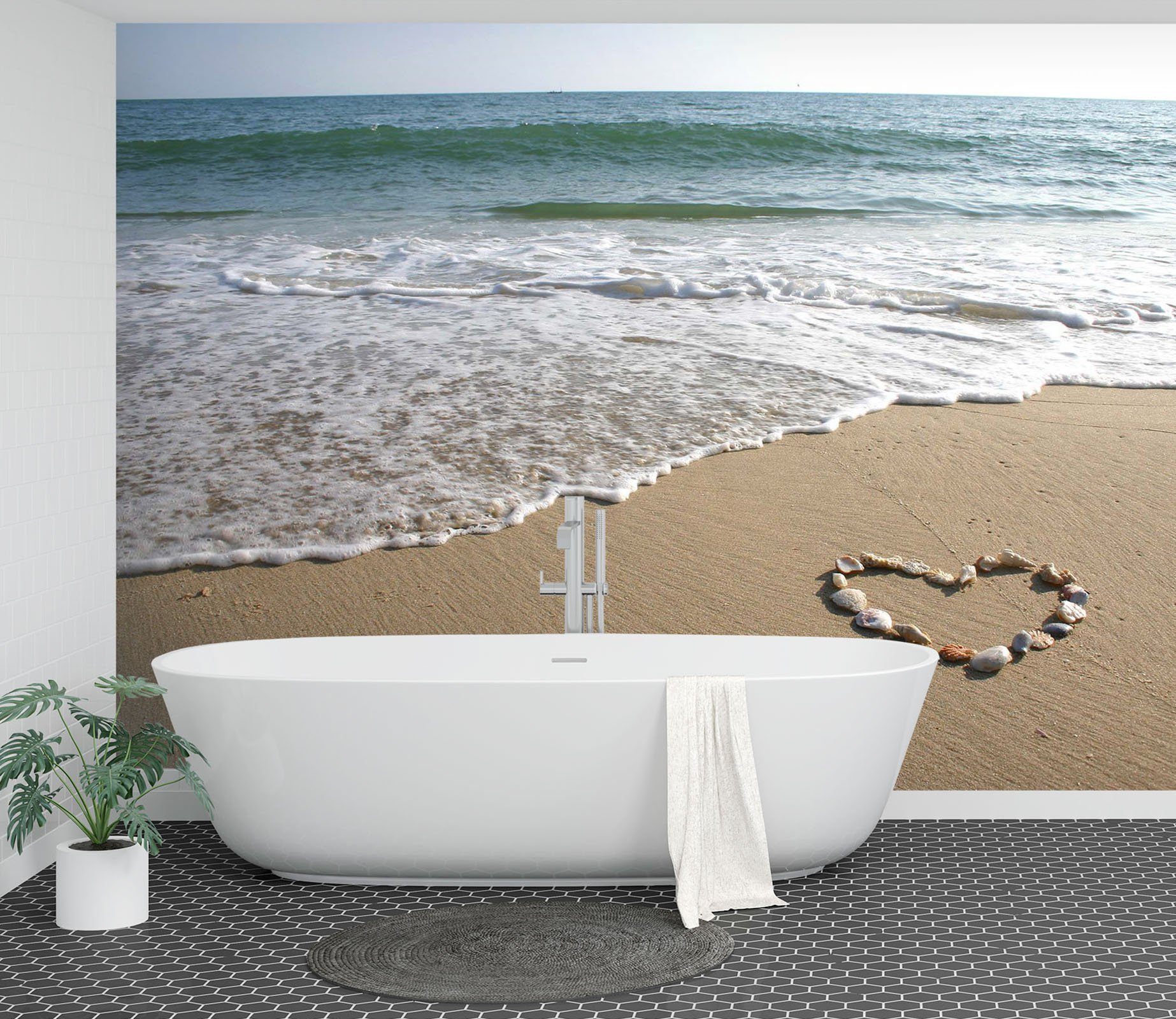 3D Beach Heart Type 099 Wall Murals Wallpaper AJ Wallpaper 2 