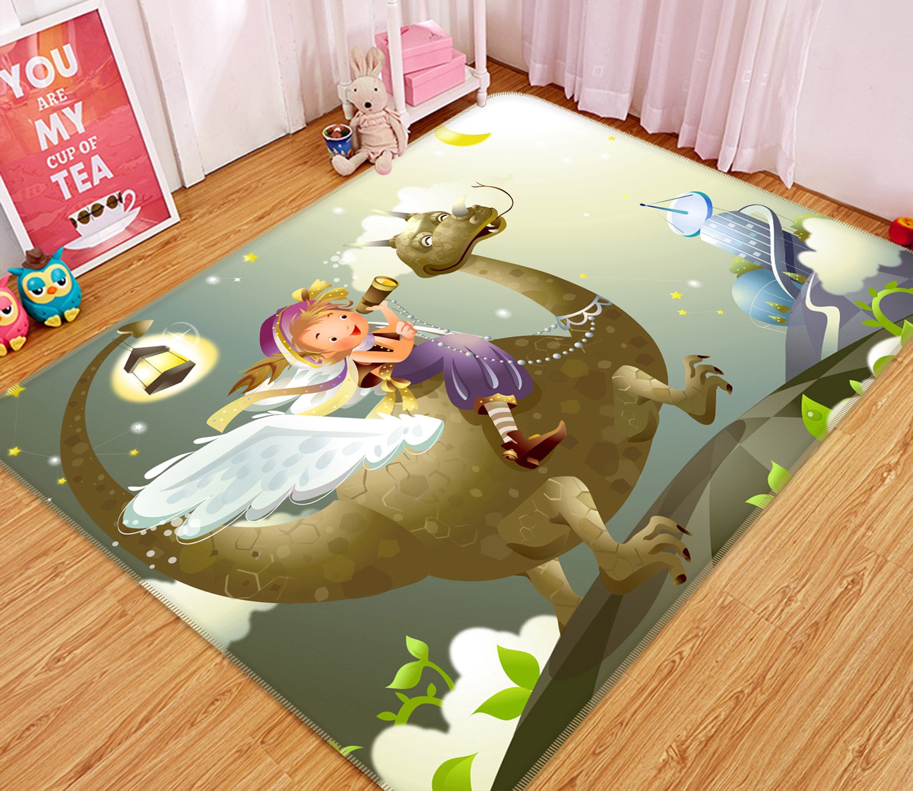 3D Dinosaur Girl 34002 Non Slip Rug Mat