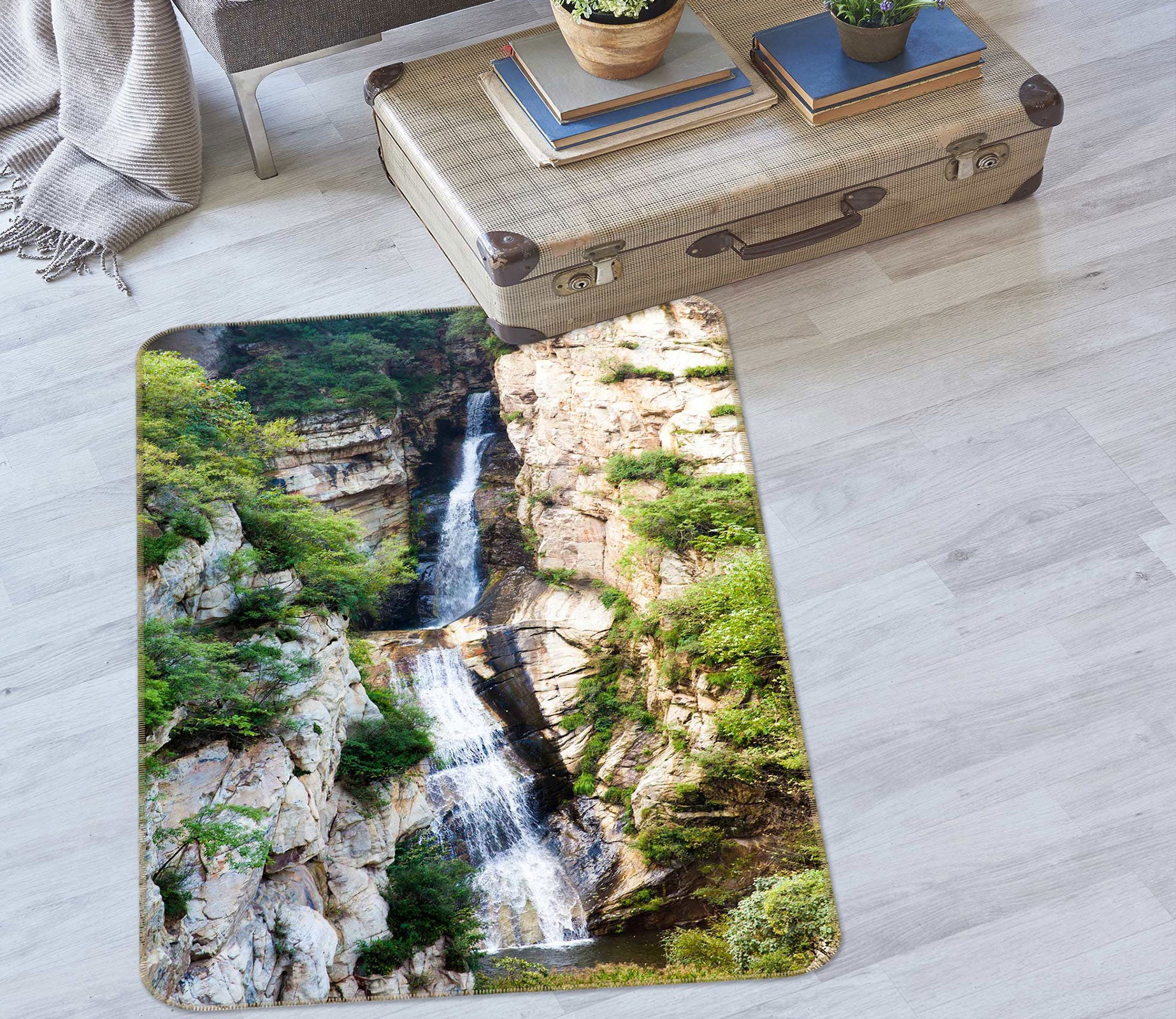 3D Mountain Stream 27026 Non Slip Rug Mat