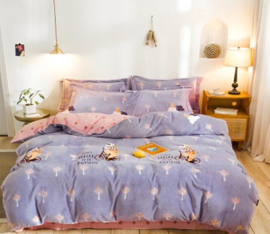 3D Light Purple Mushroom 20104 Bed Pillowcases Quilt