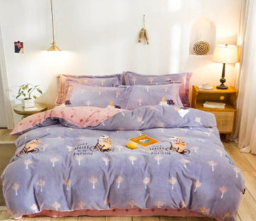 3D Light Purple Mushroom 20104 Bed Pillowcases Quilt