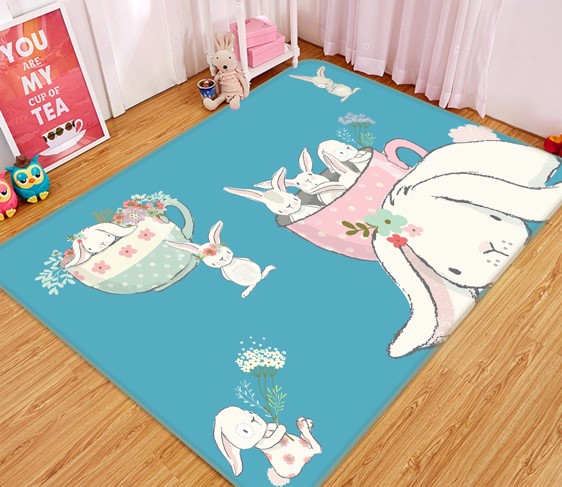 3D Cute Rabbit 65142 Non Slip Rug Mat
