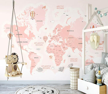 3D Pink Map 2543 Wall Murals