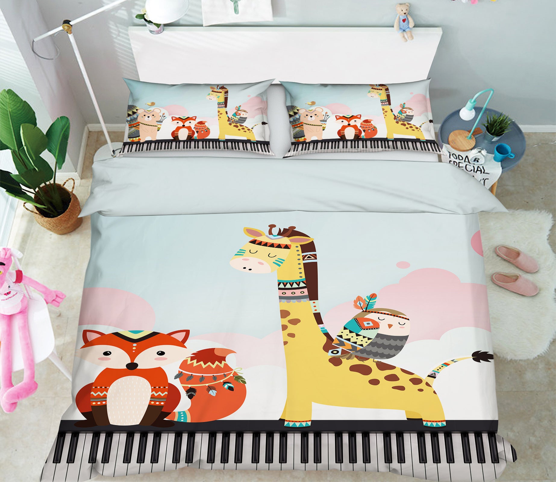 3D Giraffe Fox 13142 Bed Pillowcases Quilt