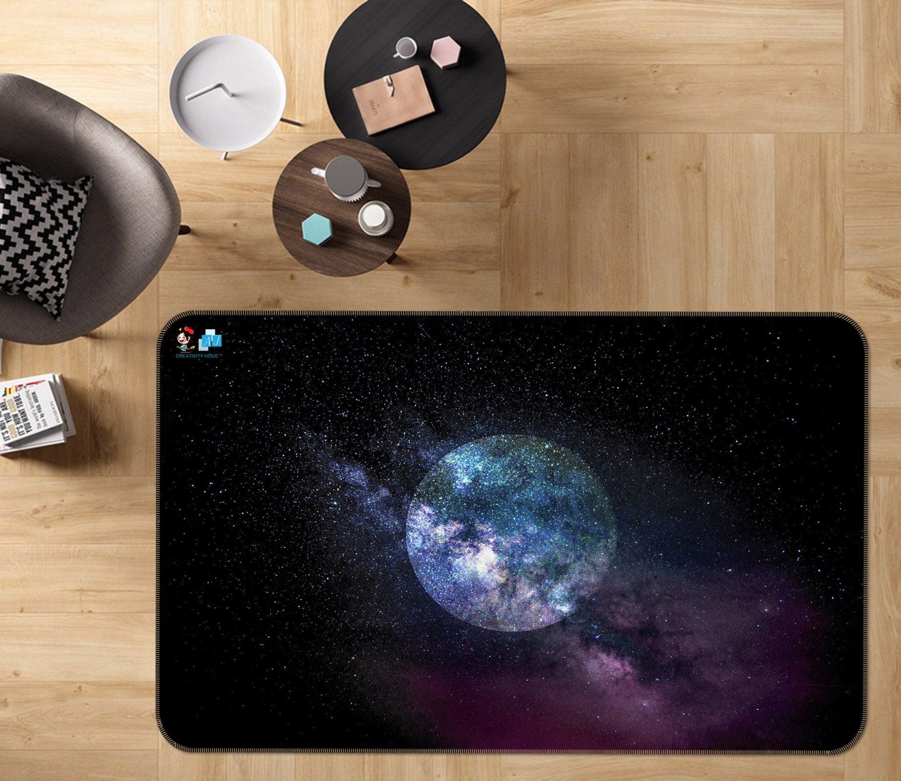3D Starry Moon 83039 Andrea haase Rug Non Slip Rug Mat