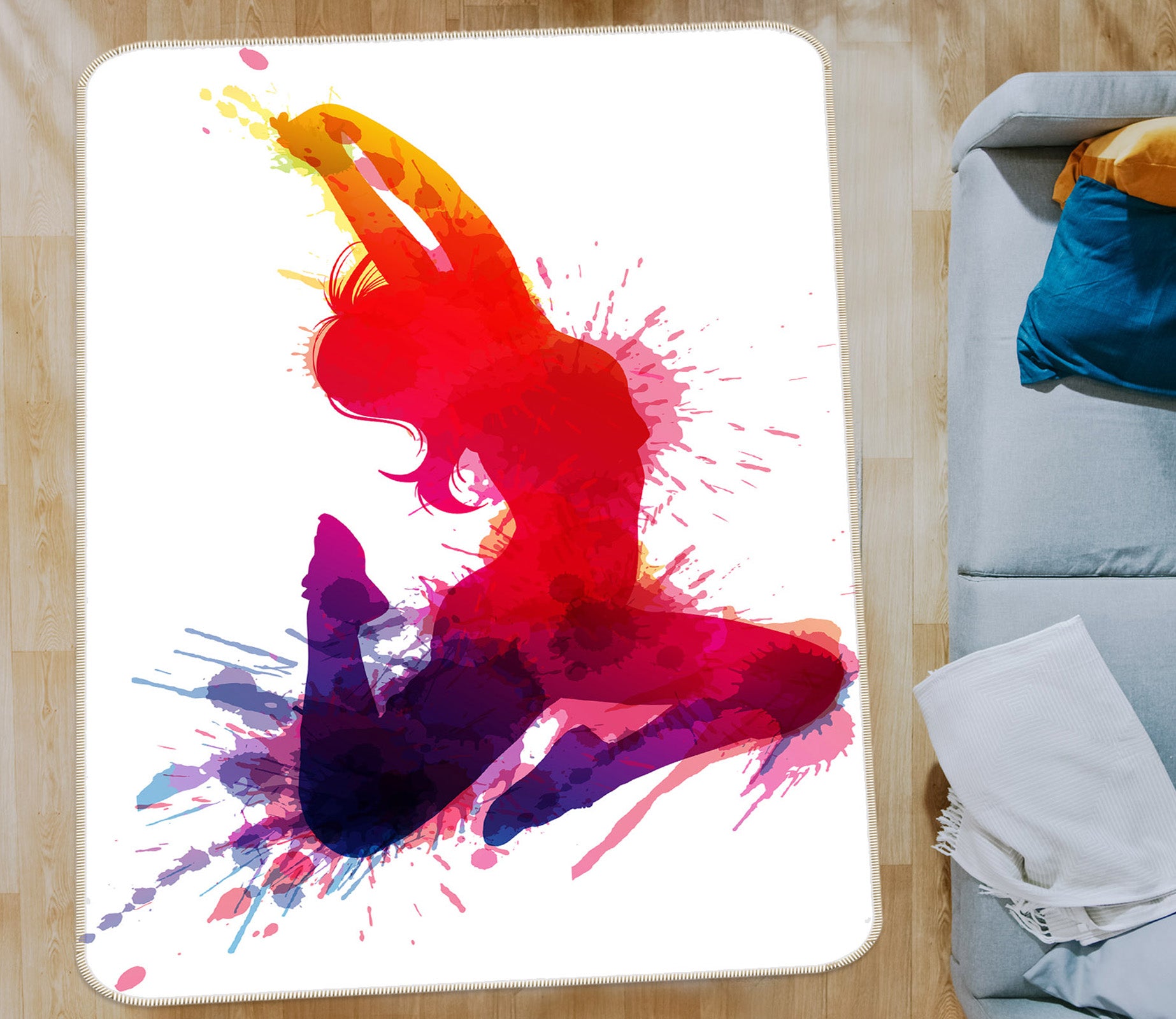 3D Red Ink Portrait 36092 Non Slip Rug Mat