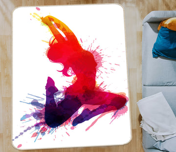 3D Red Ink Portrait 36092 Non Slip Rug Mat