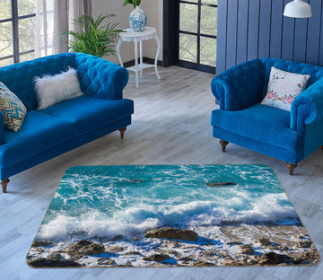 3D Sea Waves 26113 Non Slip Rug Mat