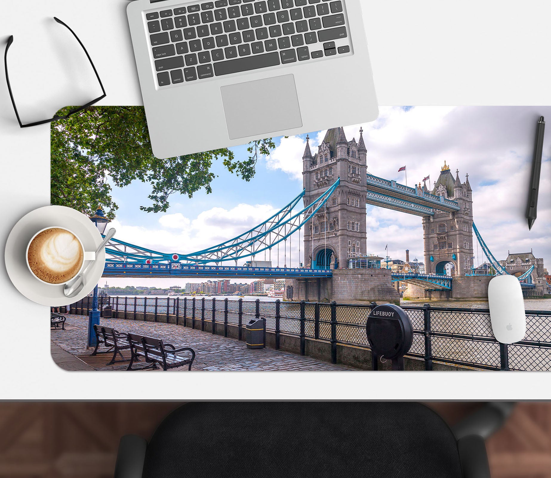 3D London Bridge 7743 Assaf Frank Desk Mat