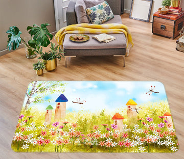 3D Flowery Color House 77017 Non Slip Rug Mat