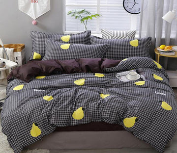 3D Black Grid Pear 12166 Bed Pillowcases Quilt