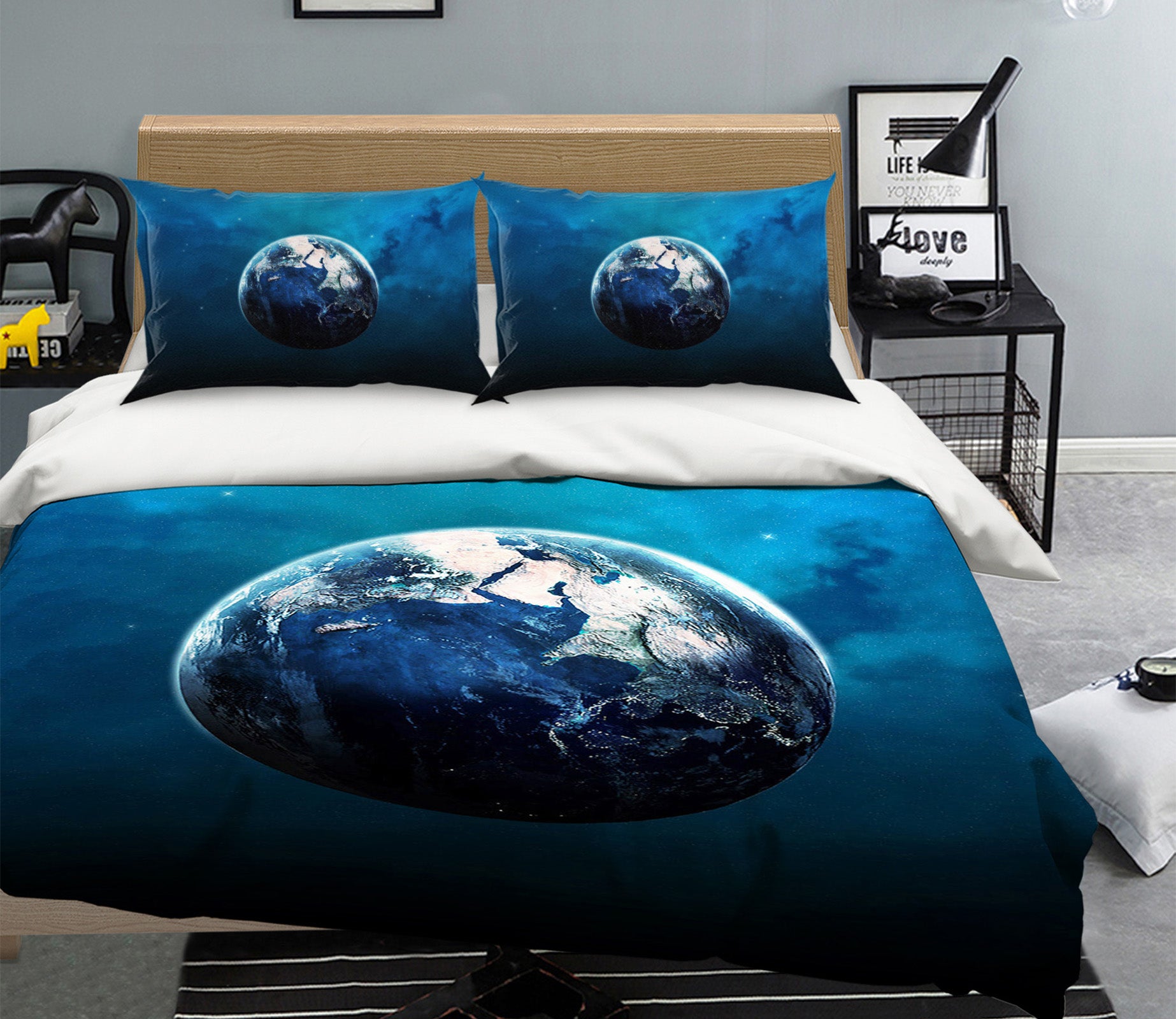 3D Blue Earth 053 Bed Pillowcases Quilt