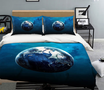 3D Blue Earth 053 Bed Pillowcases Quilt