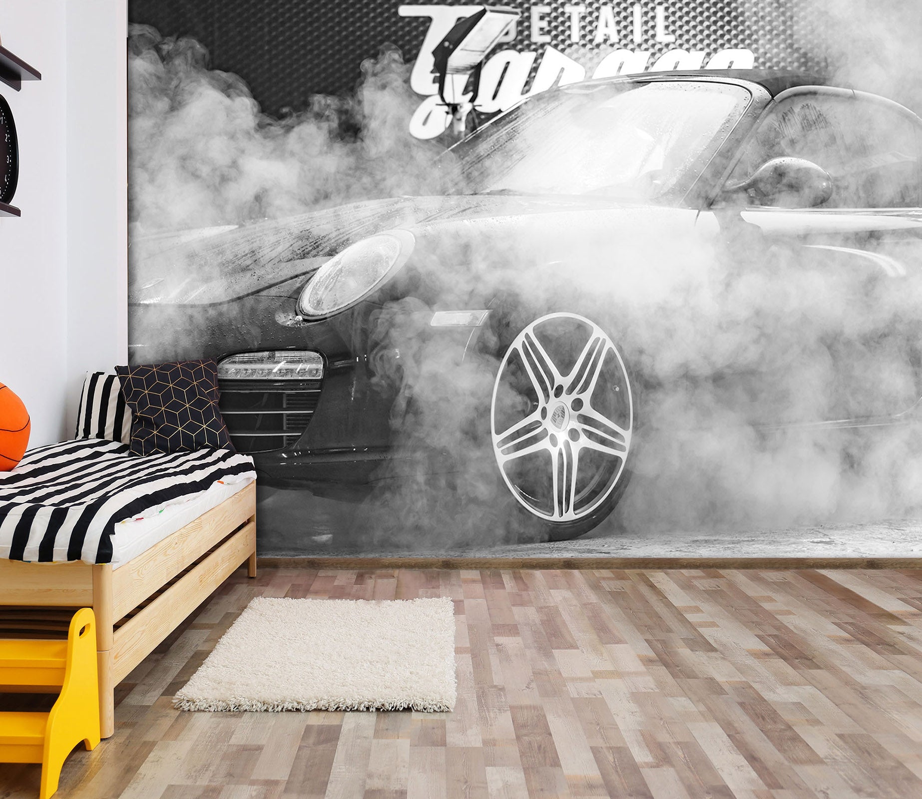 3D White Fog Car 113 Vehicle Wall Murals