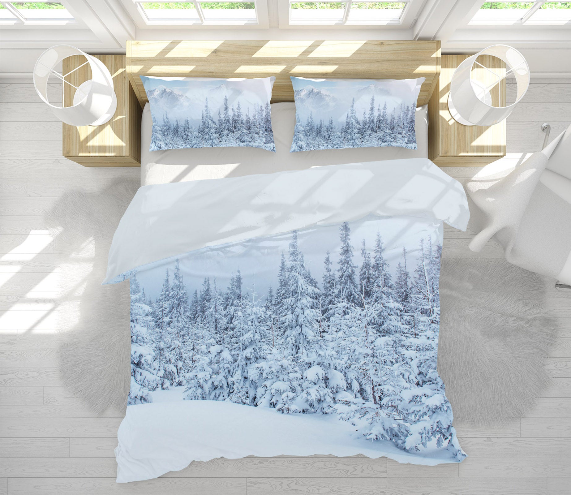 3D Snow Tree 63185 Bed Pillowcases Quilt