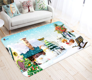 3D Snowman House 65175 Christmas Non Slip Rug Mat Xmas