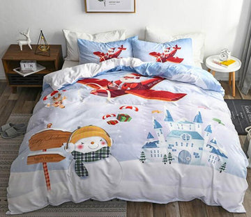 3D Snow Christmas 6140 Bed Pillowcases Quilt