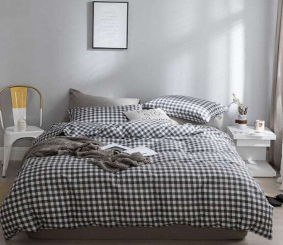 3D Black Grid 20252 Bed Pillowcases Quilt