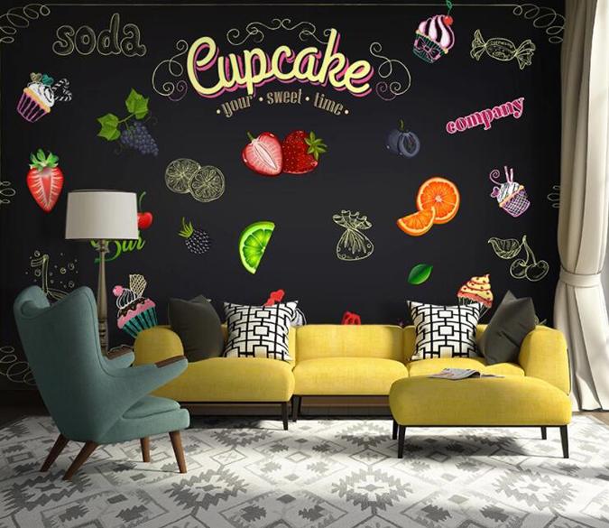 3D Strawberry Orange 1360 Food Wall Murals Wallpaper AJ Wallpaper 2 