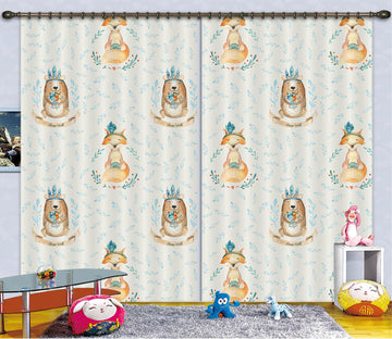 3D Bear Fox 121 Uta Naumann Curtain Curtains Drapes