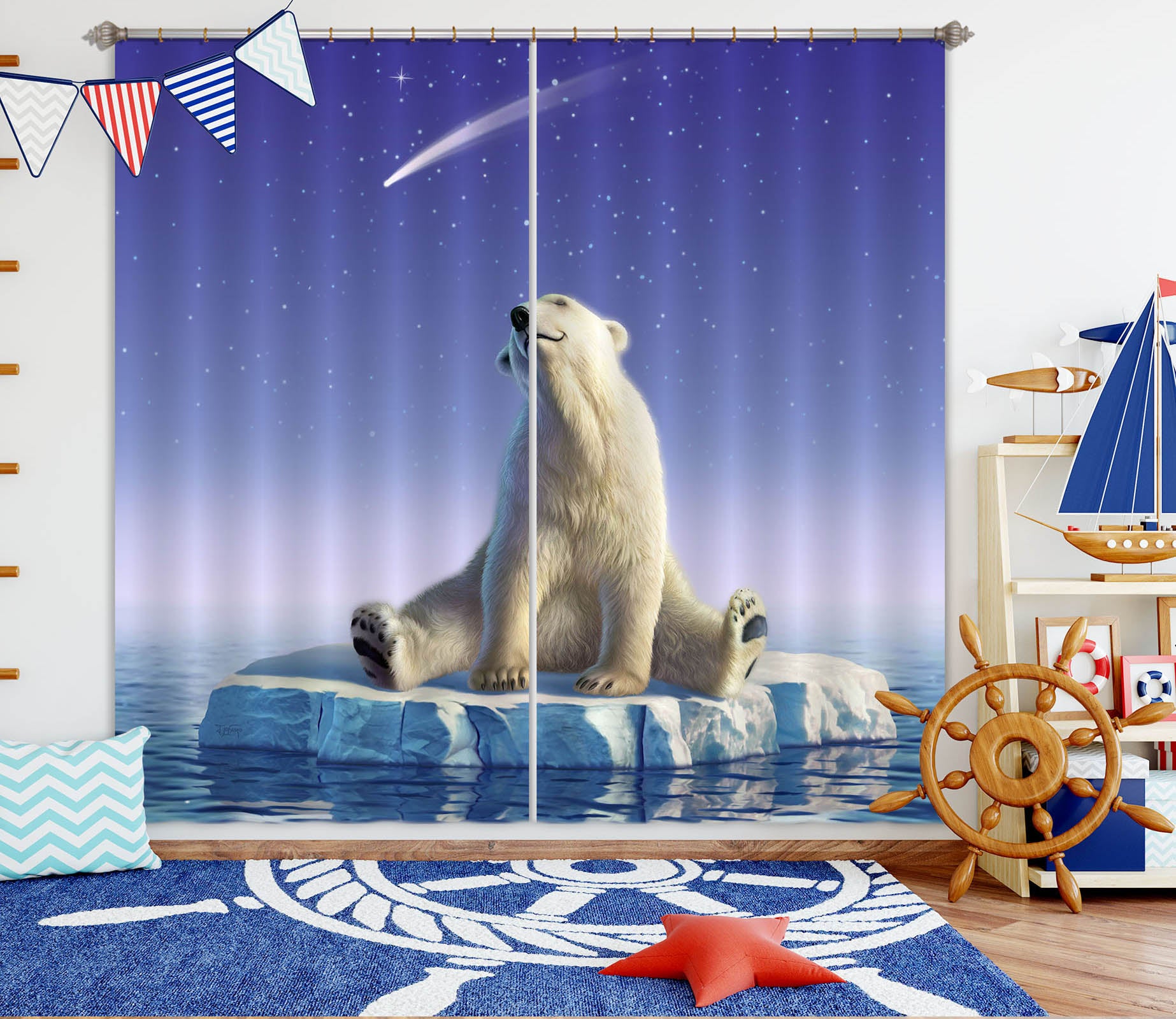 3D Polar Bear 86095 Jerry LoFaro Curtain Curtains Drapes
